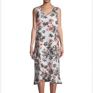 Lord & Taylor Linen‎ Dress-Medium-asymmetrical ruffle hem sleeveless summer